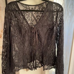 Black plus size lace blouse 1X